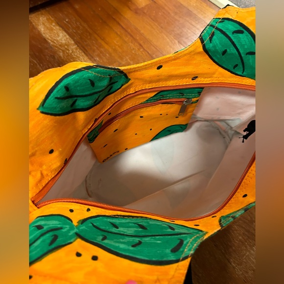 Sally Huss large orange tote/beach bag - Picture 3 of 7